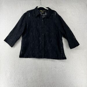 Mirasol Sheer‎ Button Down Top Paisley Burnout 3/4 Sleeve Blouse L